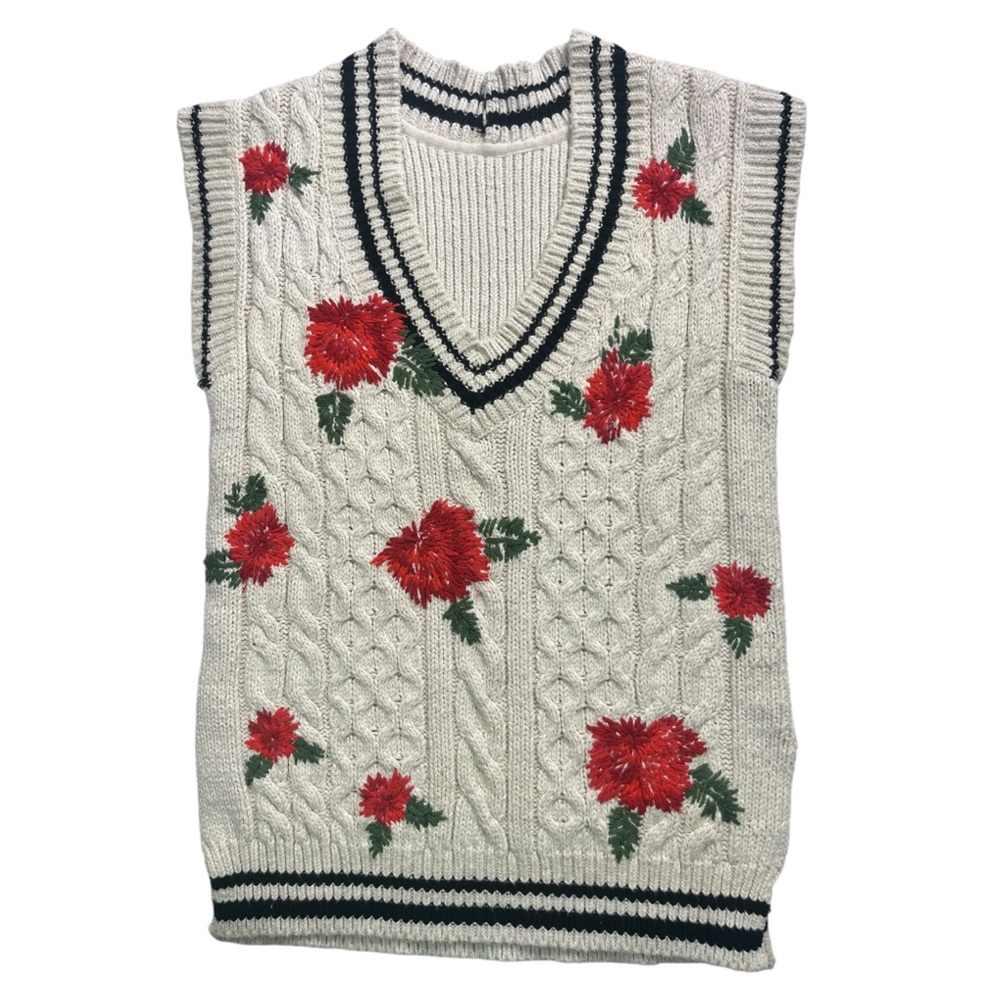 Free People Good Karma Cable Knit Sweater Vest in Gardenia